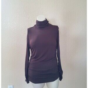 Soft Surroundings Turtleneck Long Sleeve Top Size L Brown New